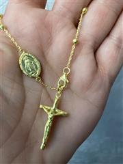 Gold Plated 925 Sterling Silver Diamond Cut Rosary Bracelet 7.5